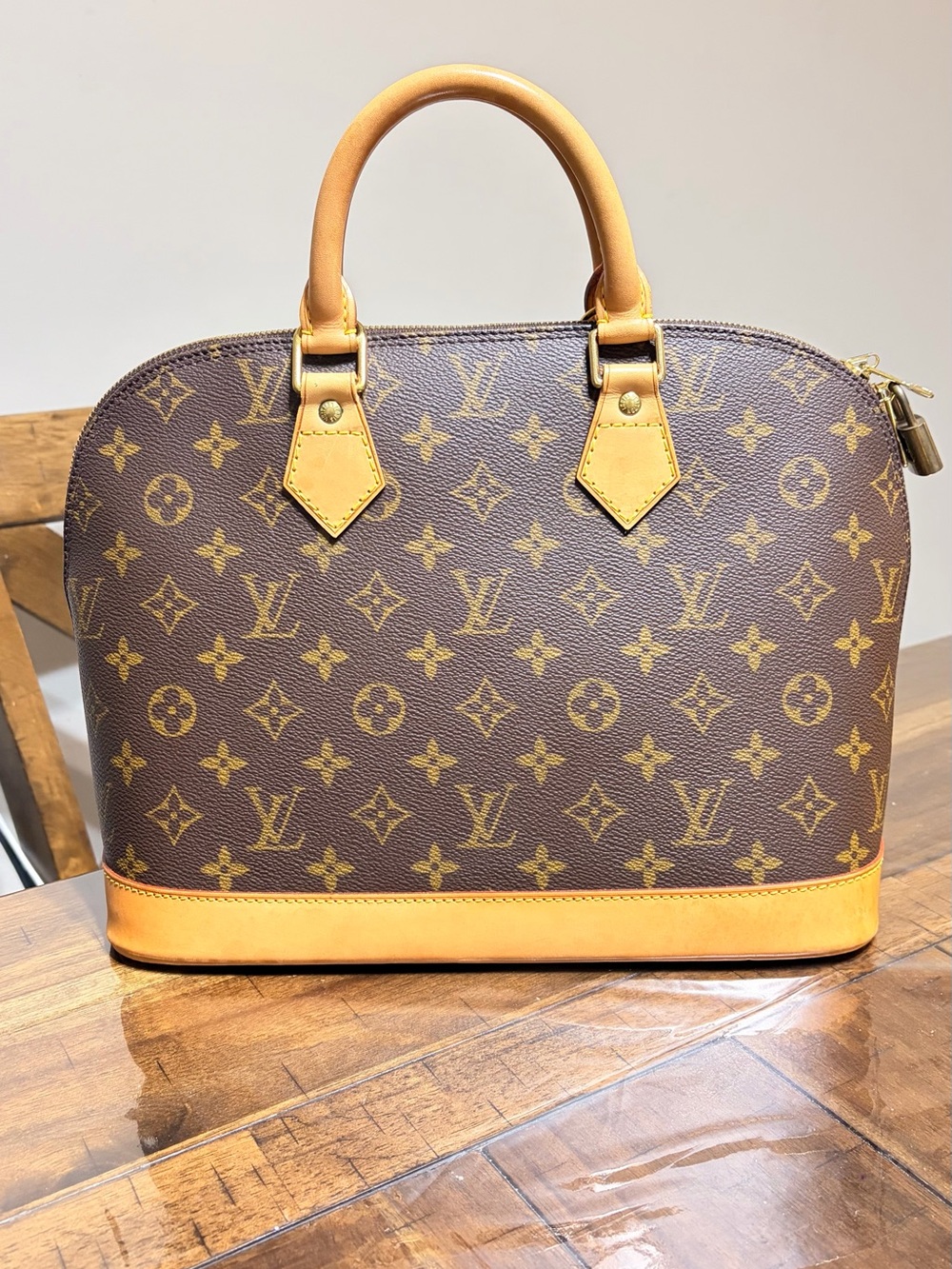 Louis Vuitton Monogram Alma Satchel in Brown and Tan